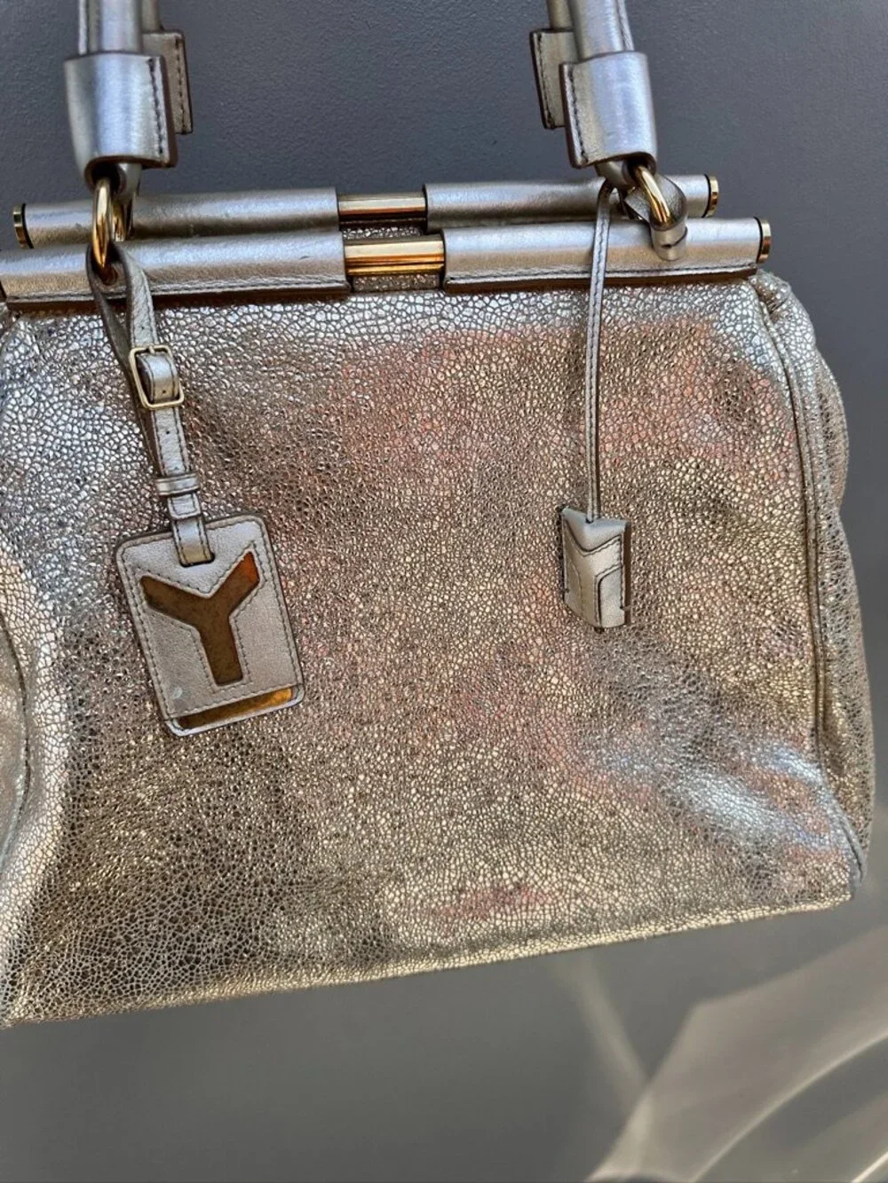 Y2K Authentic Yves Saint Laurent- Rive Gauche Gold Metallic Marjorelle Handbag